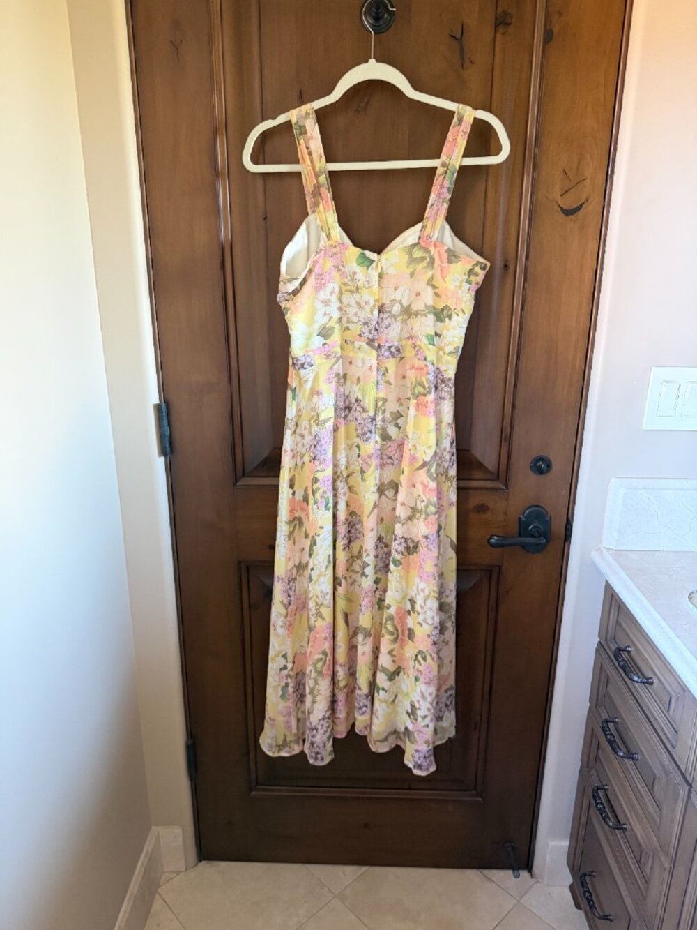 Yumi Kim Ariana Garden Lemon Floral Chiffon Midi Dress Size M - Picture 5 of 9